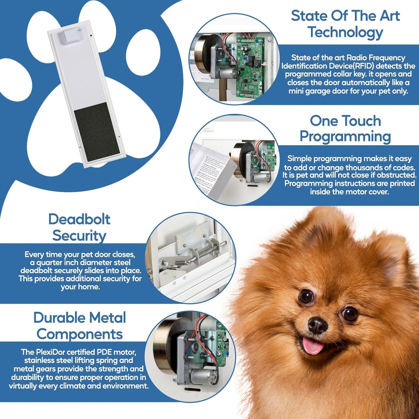 PlexiDor Performance Pet Doors Electronic Dog Door Large Door Mount - White