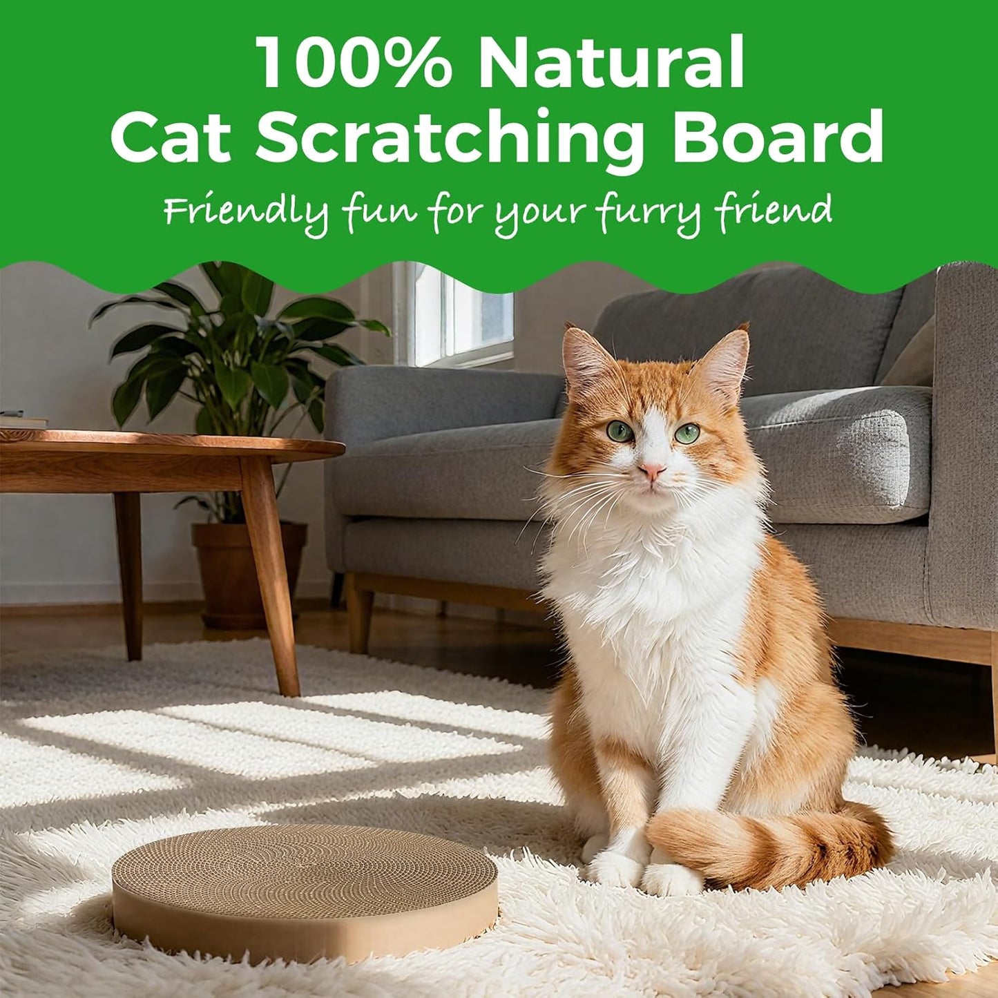 Round Cat Scratcher Refill, 10" Diameter Cat Scratching Board for Indoor Cats, Cardboard Cat Scratcher Pads，Double-Sided (1 PCS)