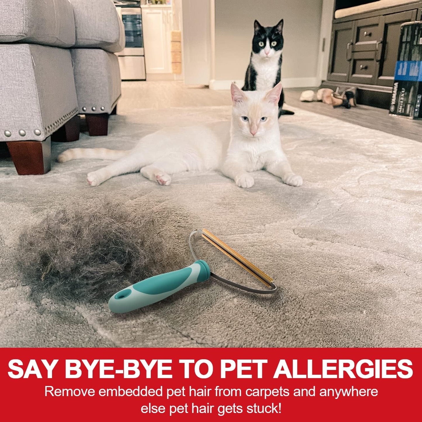 Dog Cat Hair Remover for Deep Cleaning, Lint Cleaner Pro, Pet Fur Removal Tool, Portable Carpet Scraper Rake, Fuzz Hairball Shaver Brush for Carpet, Car Mat, Couch, Pet Bed, Furniture, Rug