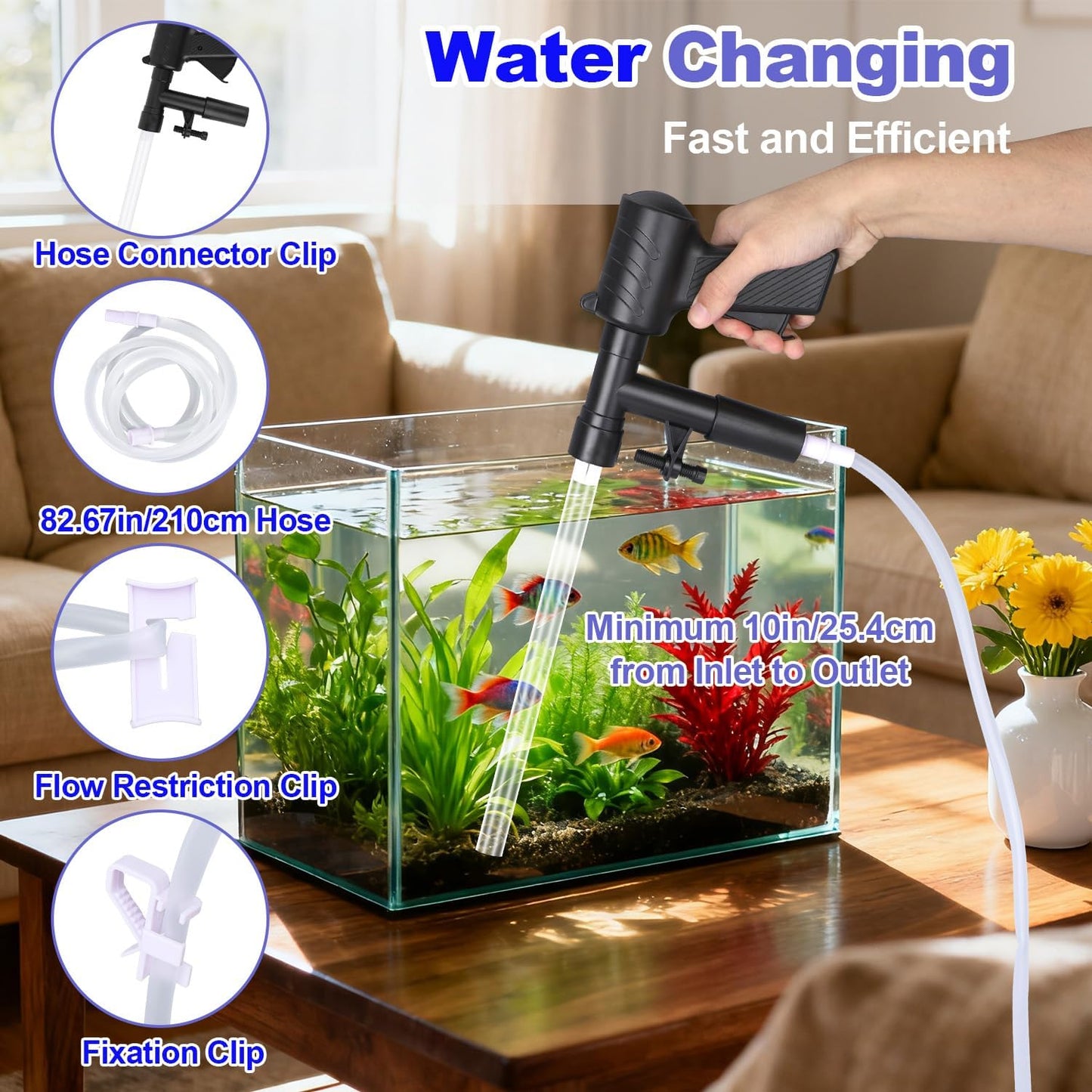 12pcs Fish Tank Cleaner Kit, Multi-Functional Aquarium Tank Vacuum Gravel Cleaning Tool Kit with Magnetic Glass Cleaner Accessories for Sand Siphon Washing and Water Changing