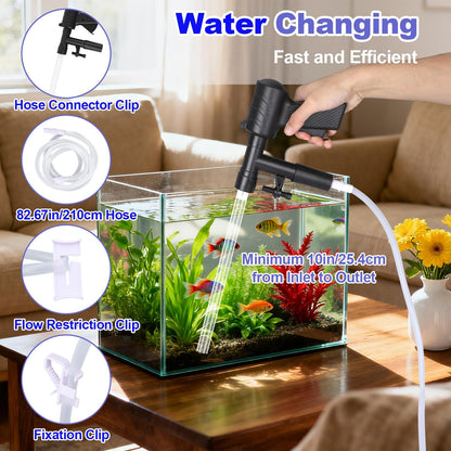 12pcs Fish Tank Cleaner Kit, Multi-Functional Aquarium Tank Vacuum Gravel Cleaning Tool Kit with Magnetic Glass Cleaner Accessories for Sand Siphon Washing and Water Changing