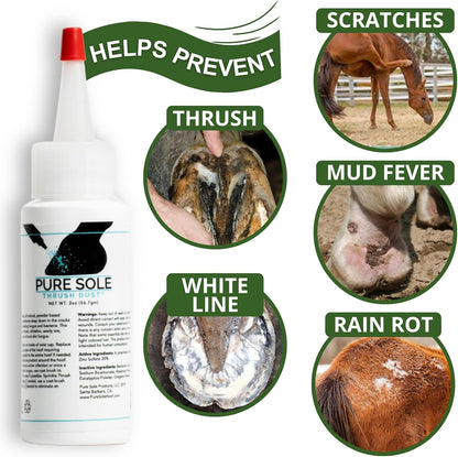 Thrush Treatment for Horses - Pure Sole Thrush Dust (2 oz.) Bundle + Pure Sole Hoof Cleanse (16 oz.)