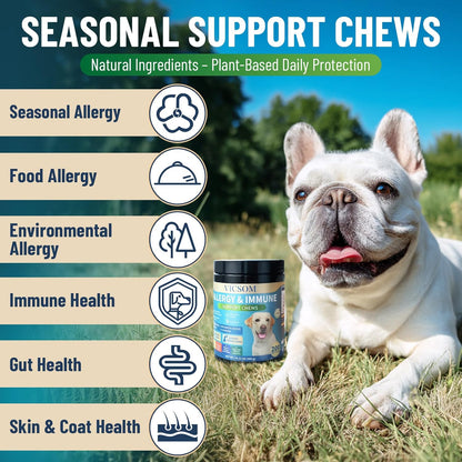 VICSOM Dog & Cat Allergy Relief Chews Bundle, 200 Count Each, Chicken Flavor Soft Chews withOmega-3, Probiotics, Colostrum- Skin, Coat & Digestive Support for Pets