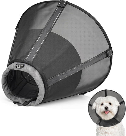Dog Cone Collar to Stop Licking: Soft Mesh Recovery Collar After Surgery with Detachable Pad, Elizabeth Cone Alternative for Large Medium, Small Dogs, Normal Eating and Drinking (XL, Black Mesh)