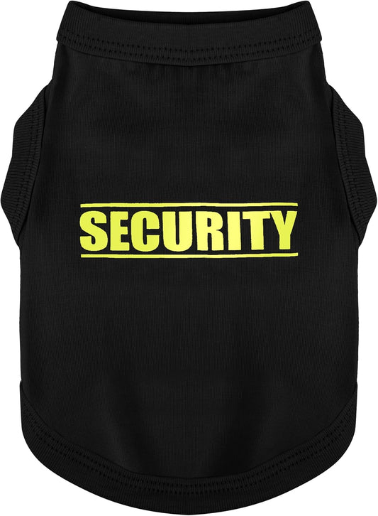 Discover Cozy Cotton Canine Wear: Soft, Lightweight, and Breathable Dog Shirt Vest with Eye-Catching Graphics(Security), Keeping Your Furry Friend Warm and Comfy! Black S