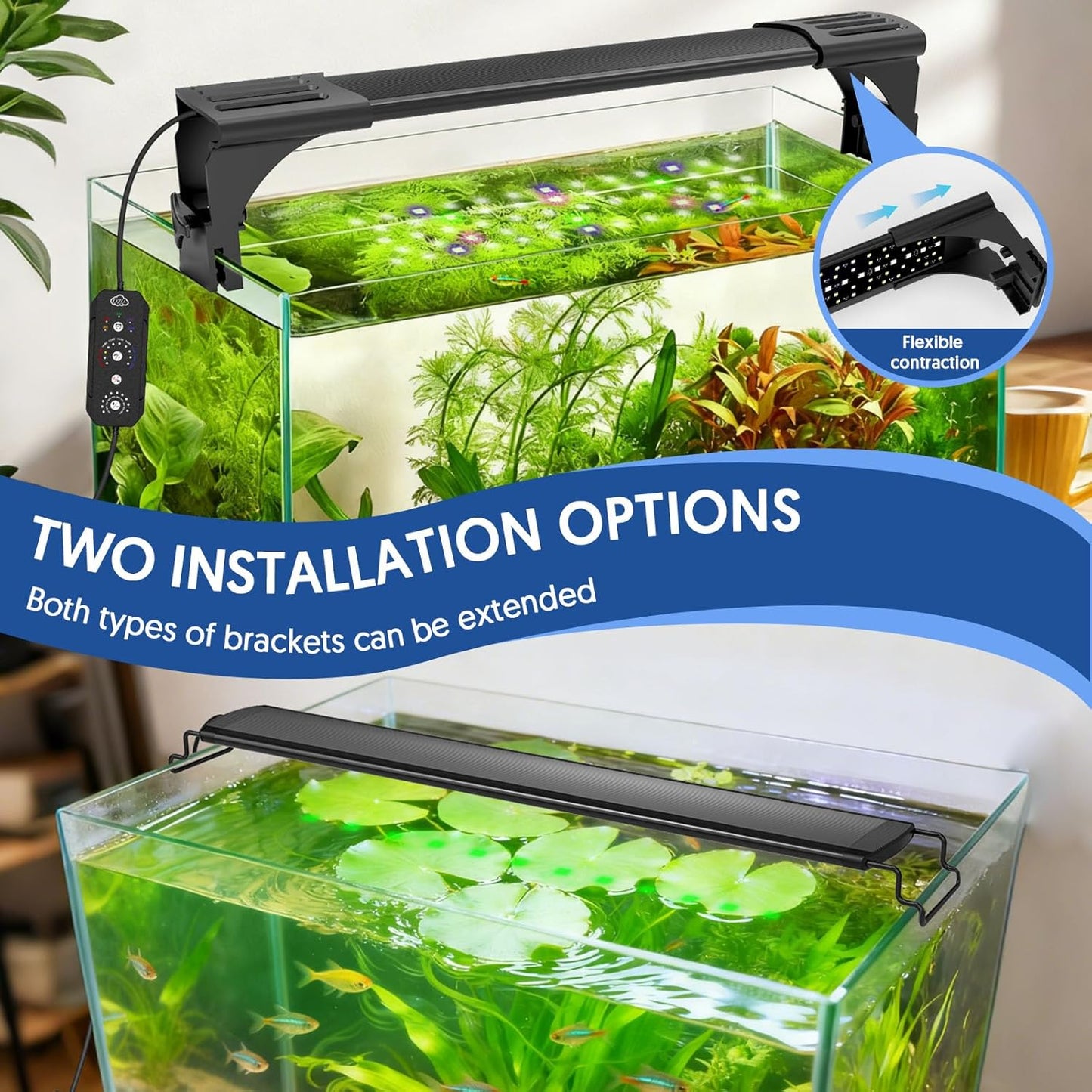 QZQ LED Aquarium Light, 30W Fish Tank Light with 24/7 Lighting Mode, Timer, DIY Mode, Adjustable Brightness, Full Spectrum Aquarium Plant Light with Extendable Brackets for 24-29 Inch Fish Tank