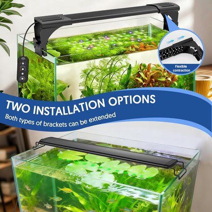 QZQ LED Aquarium Light, 30W Fish Tank Light with 24/7 Lighting Mode, Timer, DIY Mode, Adjustable Brightness, Full Spectrum Aquarium Plant Light with Extendable Brackets for 24-29 Inch Fish Tank