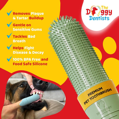 Dog Toothbrush Cat Puppy Finger Toothbrush | Pack of 2 with Storage Cases | Remove Plaque & Tartar Fights Bad Breath | 360° Bristles | Cat Dog Teeth Cleaning Products