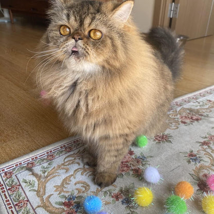 20PCS 1.5INCH Extra Large Cat's Favorite Chase Glitter Ball Toy Sparkle Pom Pom Balls