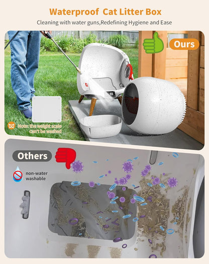 HoneyGuaridan Self Cleaning Cat Litter Box,IPX5 Waterproof,App Control,Millet Cat Litter