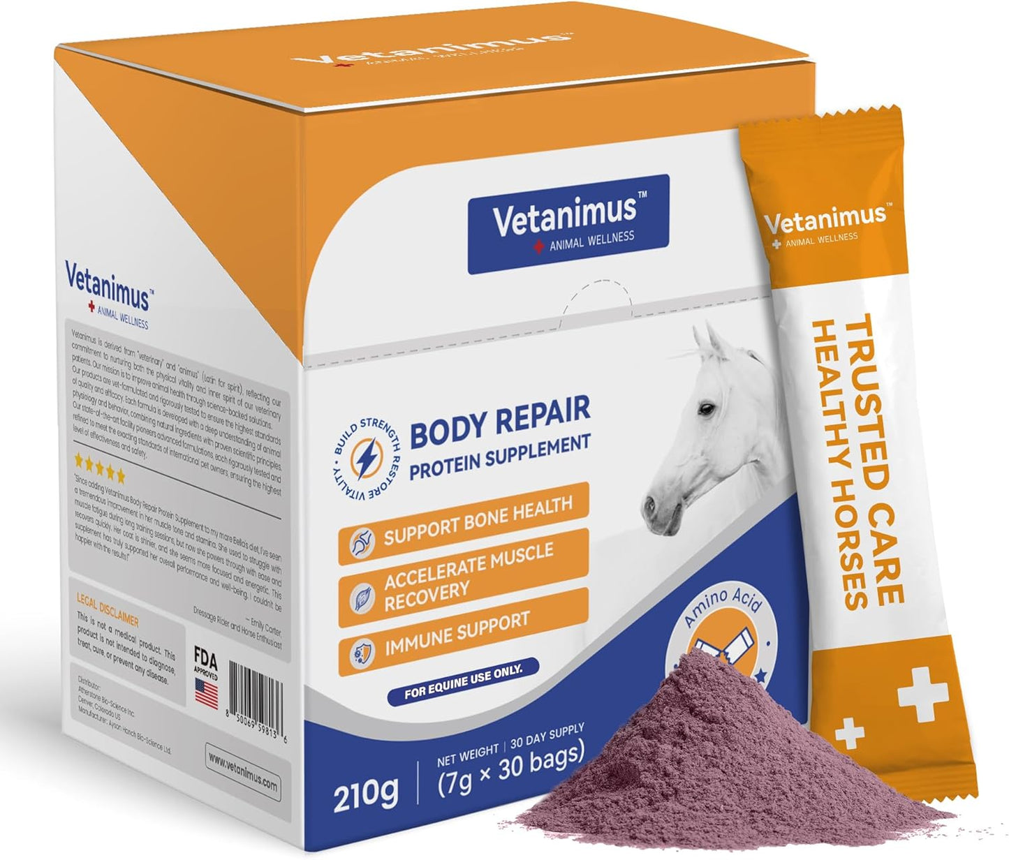 30-Day Supply Equine Body Repair Protein Supplement-Amino Acids Speed up Muscle Recovery After Exercise Promote Muscle Growth and Healthier Joints