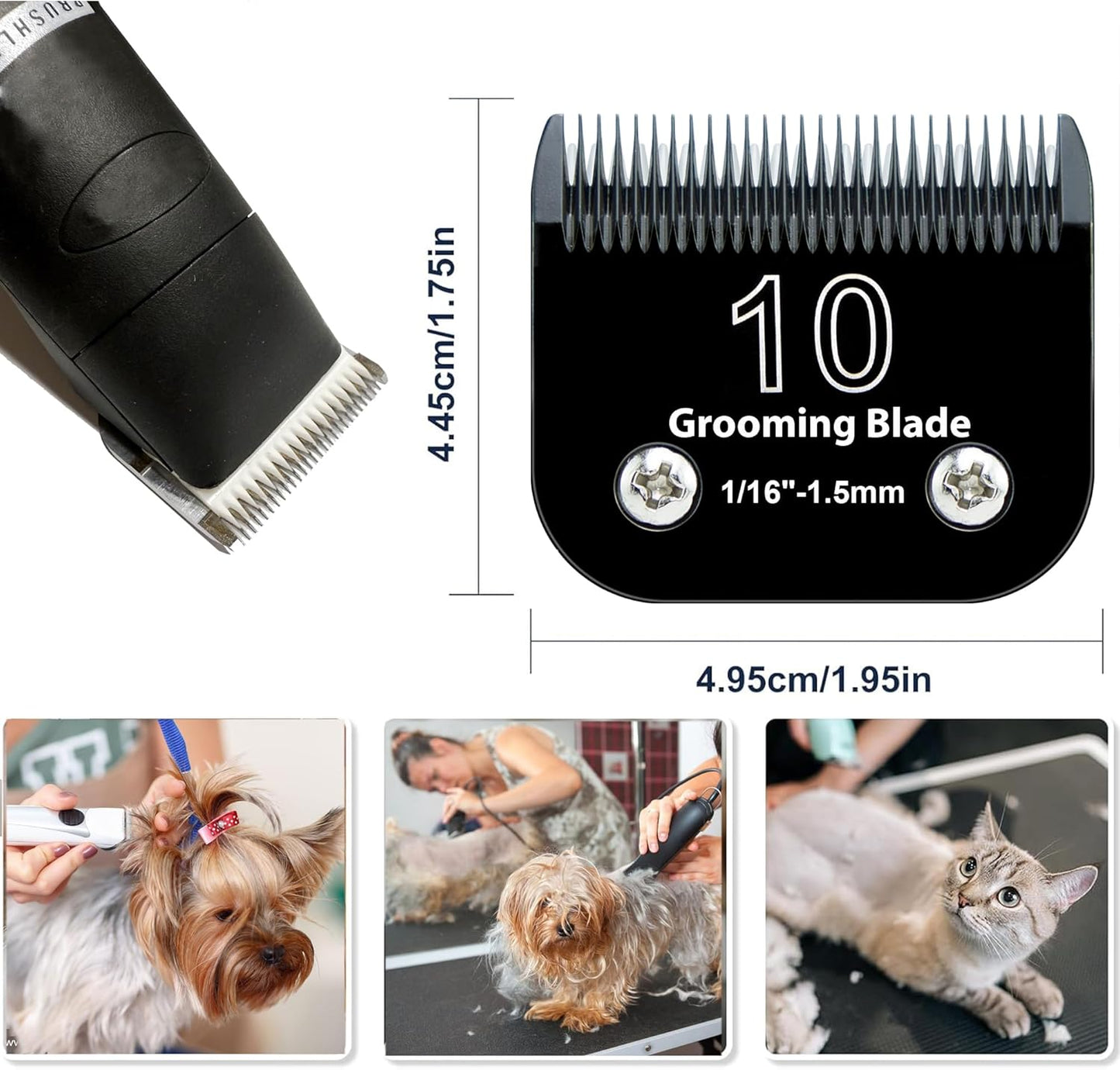 10# Dog Grooming Clipper Replacement Blades, Detachable Blade Compatible with Andis/wahl/Oster Pet Clippers,10 Blade 1/16-inch, Made of Ceramic & Stainless Steel Blade, Black