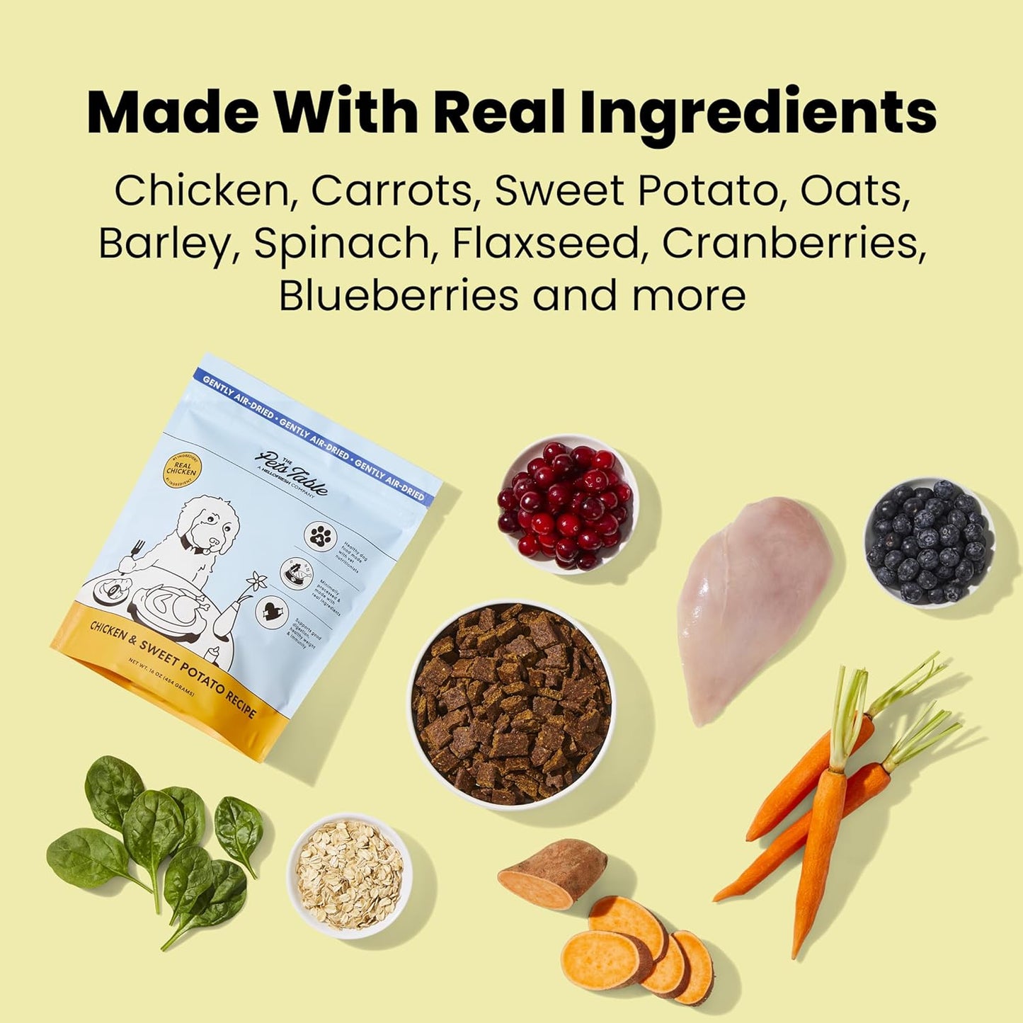 The Pets Table, Bundle of Chicken & Sweet Potato Air-Dried Dog Food, 48-Ounce Bag + Chicken Grain-Free Air-Dried Dog Treats, 5-Ounce Bag (Pack of 2)