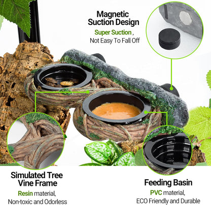 REPTI ZOO Reptile Feeder Ledge Magnetic (Dual Feeder)
