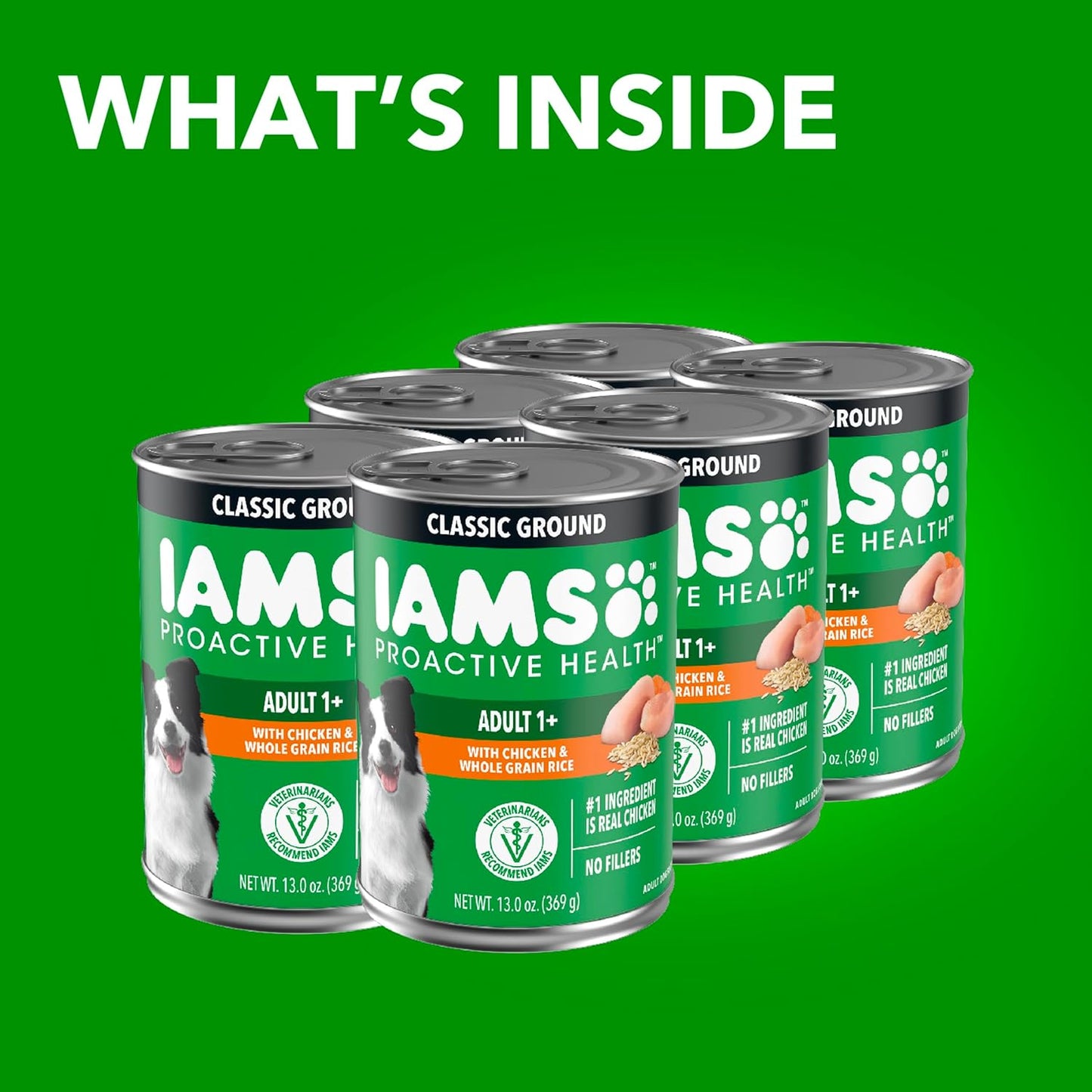 IAMS Proactive Health Adult Wet Dog Food Classic Ground with Chicken and Rice, 13 oz. Cans (6 Count, Pack of 1)