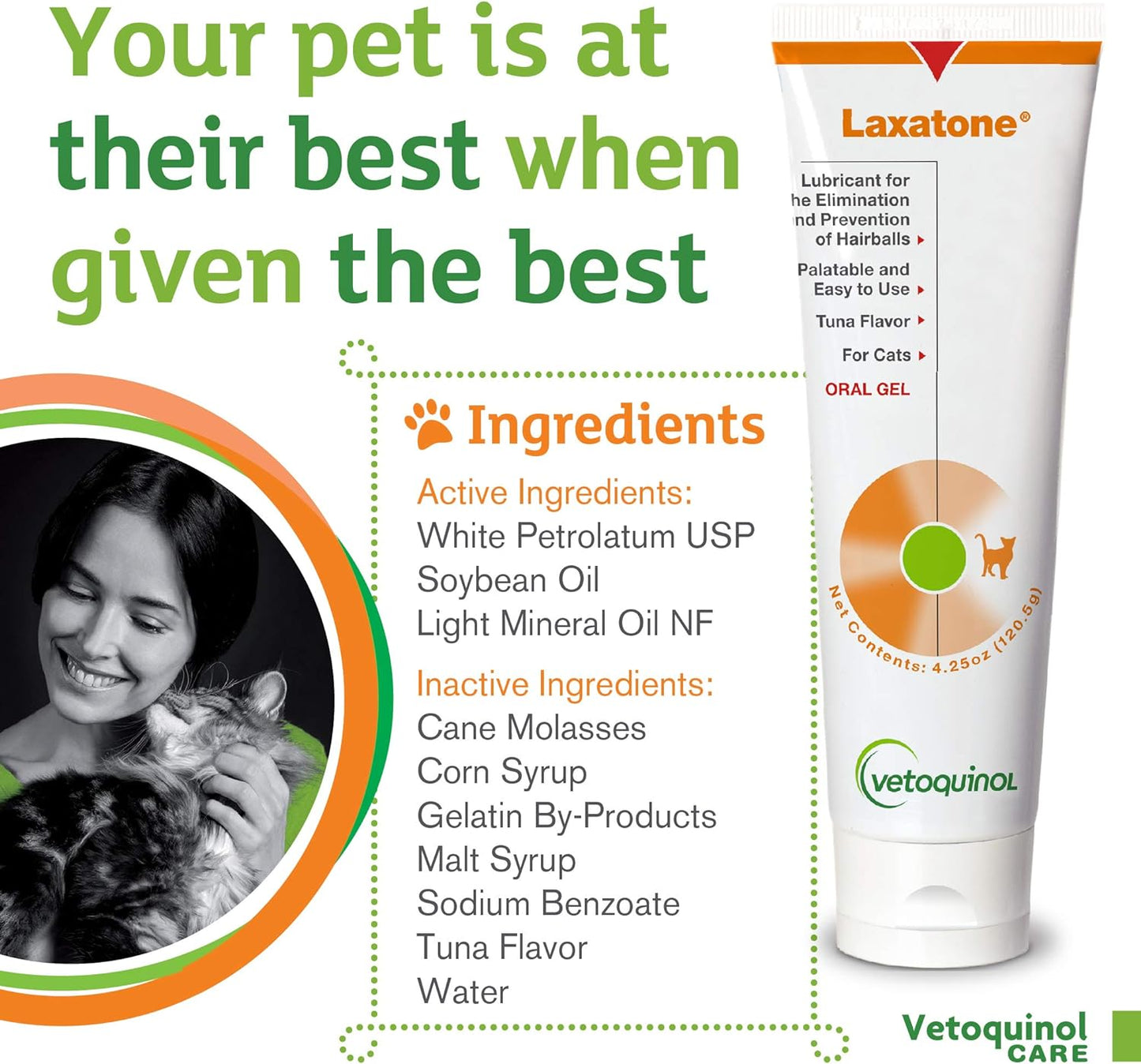 Vetoquinol Laxatone: Oral Hairball Lubricant Gel for Cats – Tuna-Flavored, 4.25oz