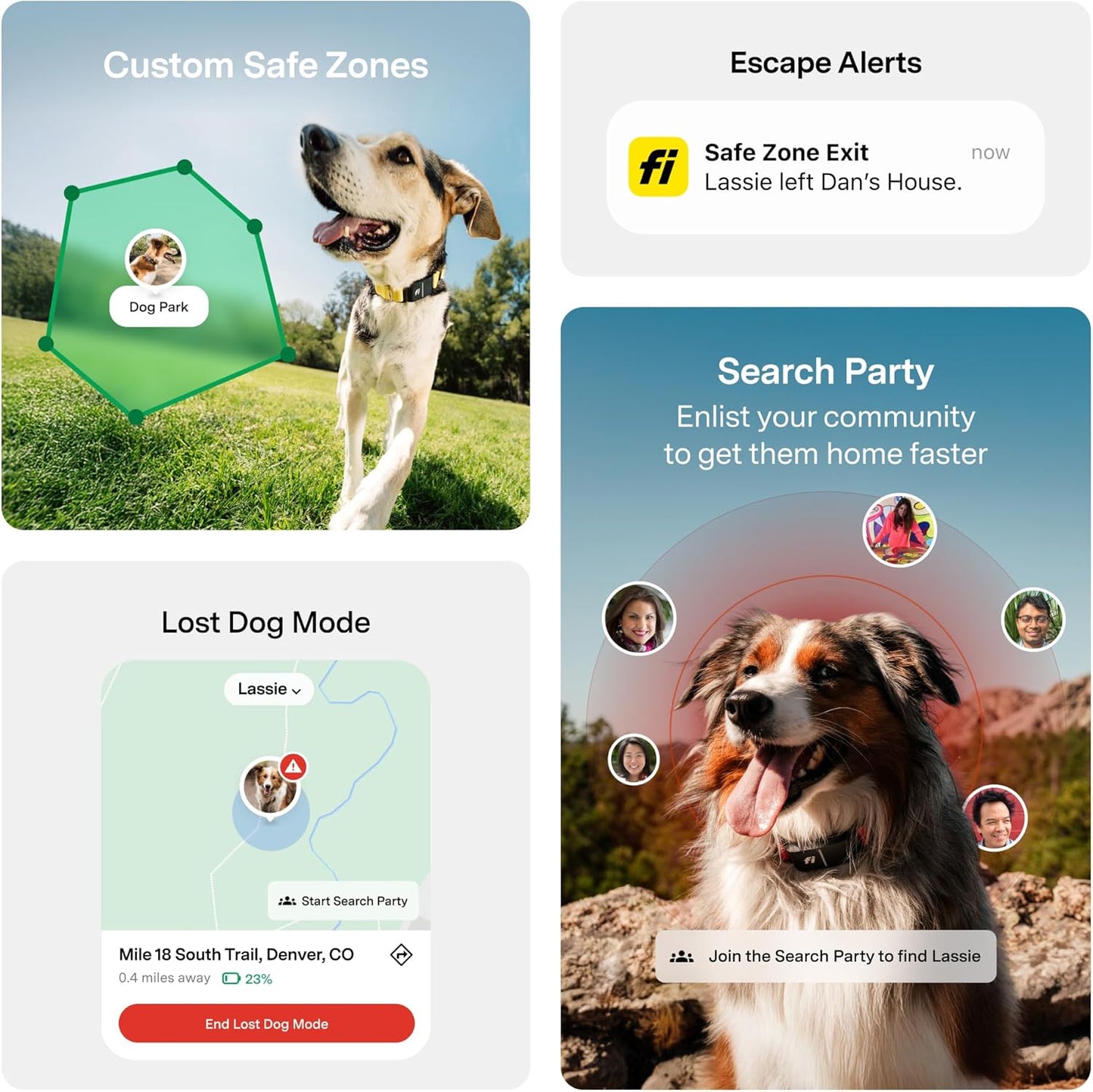 New Fi Series 3+ Smart Dog Tracker Collar [12 Month Membership Included] GPS Tracker for Dogs with Health & Behavior Monitoring, Escape Alerts, Waterproof, LED, Apple Watch Compatible (Gray, Medium)
