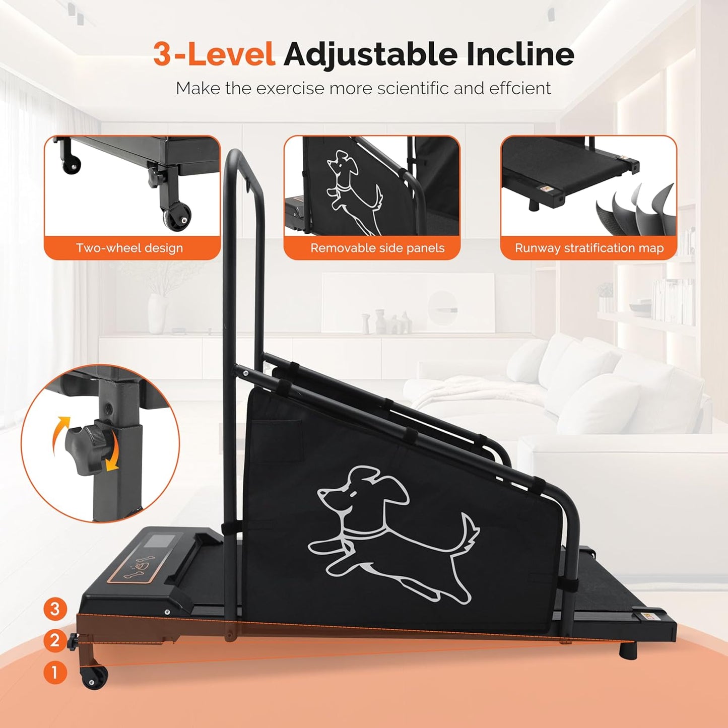 Dog Treadmill for Small/Medium/Large Dogs, Indoor Pet Exercise Machine Pacer Treadmills at Home with Remote Control, Dogs Cats Pacer Training Slatmill with LCD Display Screen and 2 Wheels, Black