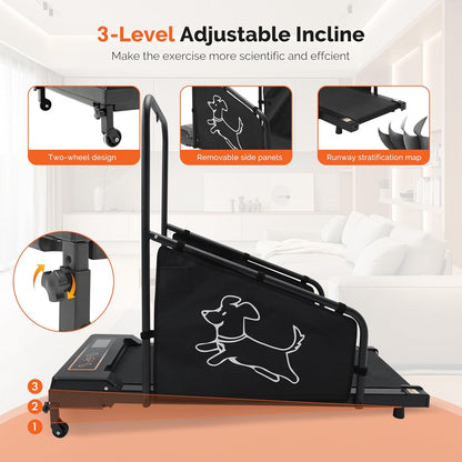 Dog Treadmill for Small/Medium/Large Dogs, Indoor Pet Exercise Machine Pacer Treadmills at Home with Remote Control, Dogs Cats Pacer Training Slatmill with LCD Display Screen and 2 Wheels, Black