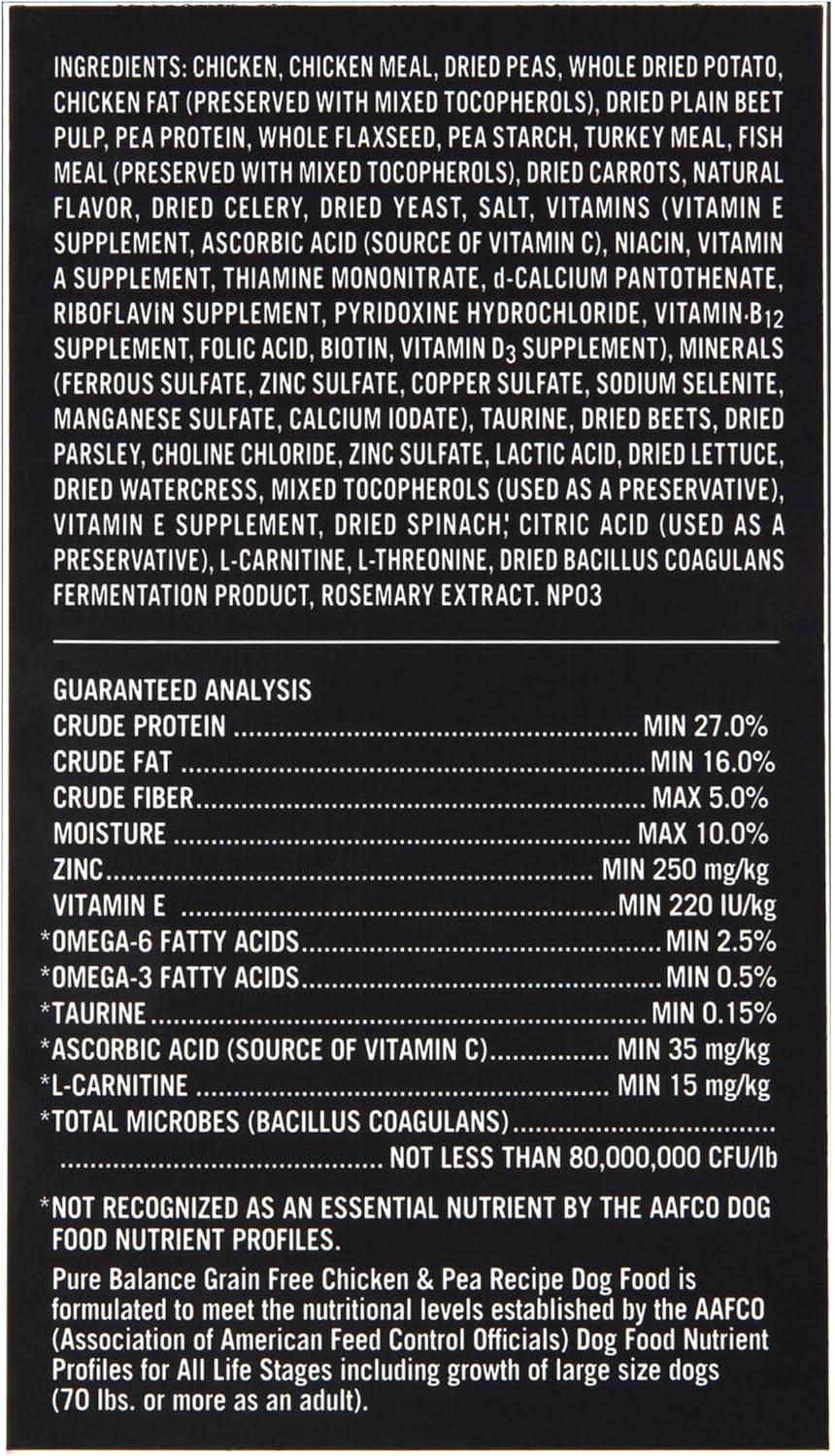 Purre Balance Chicken & Pea Recipe Dry Dog Food, Grain-Free, 4 Lbs - Dry Dog Food for Dogs of All Life Stages - Real Chicken is The First Ingredient