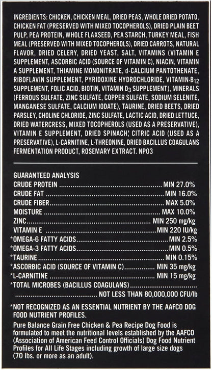 Purre Balance Chicken & Pea Recipe Dry Dog Food, Grain-Free, 4 Lbs - Dry Dog Food for Dogs of All Life Stages - Real Chicken is The First Ingredient