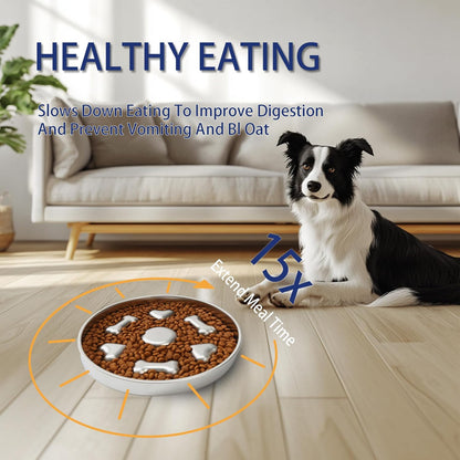 Slow Feeder Dog Bowl Stainless Steel, 3 Cups Large Capacity, Designed to Slow Down Eating, Double-Sided Design Ideal for All Dog Sizes