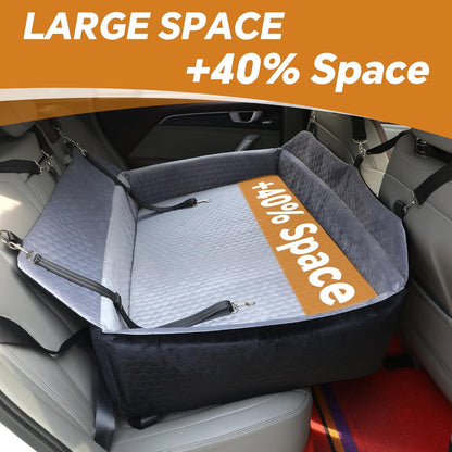 HOMBYS 42" L Dog Car Seat for Large and Medium, 4.2" Thick Dog Car Booster Seat, Back Seat Extender with 6 Straps, Pet Sofa Bed Cushion, Detachable & Machine Washable