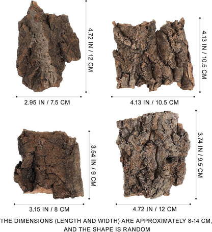 YARNOW 4 Pcs Reptile Bark Cork, Random Shape, 3. 1 to 5. 5 Inch, Wood Bark for Tortoise, Lizard, Gecko, Bearded Dragon, Chameleons
