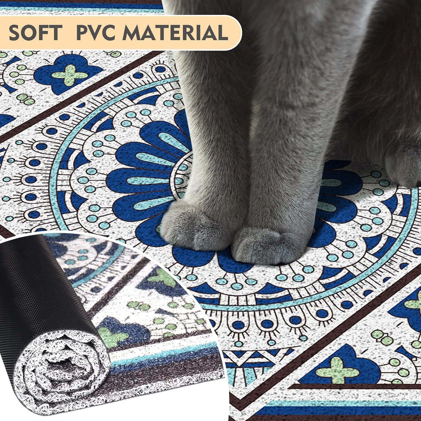 Jumbo Cat Litter Mat Catcher 35x24 | Ultra-Absorbent Litter Box Rug with PVC Mesh | Non-Slip Cat Rug for litter box, Washable Kitty Litter Mat For Indoor,Garden