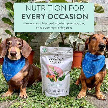 The New Zealand Natural Pet Food Co WOOF Freeze Dried Dog Food - Chicken Recipe, High Protein Dog Treats & Snacks, Dog Food Toppers & Meals, 9.9 oz