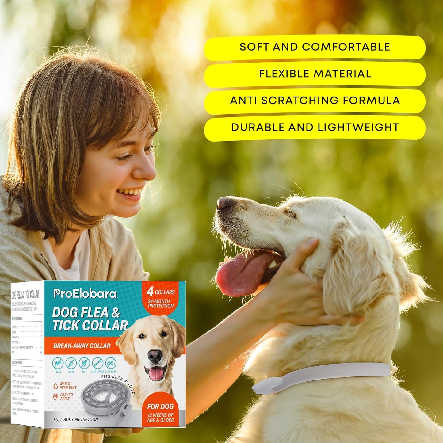 Flea and Tick Prevention Collars for Dogs: Effective Pet Flea Tick Treatment for Dog Collar - Adjustable Natural Flea Tick Collars for Extra Large, Medium, Small Dogs, Fleas Ticks Control for Puppies