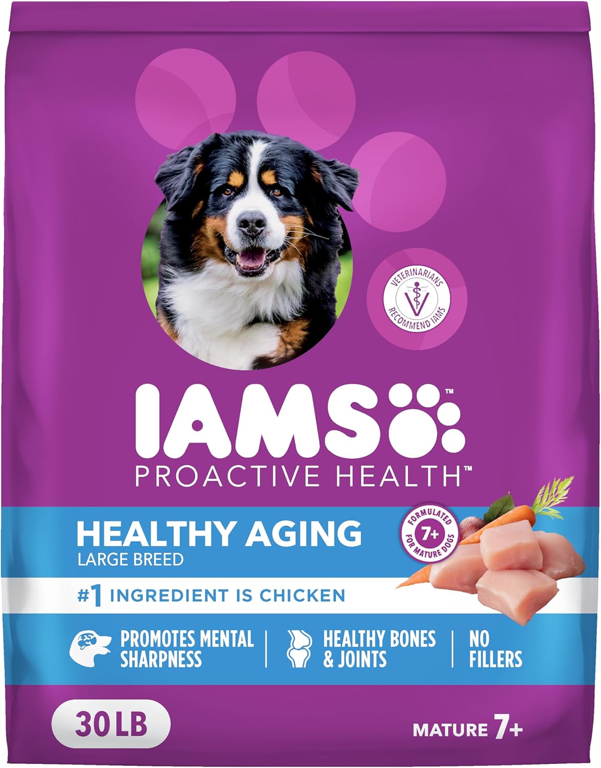 IAMS Proactive Health Healthy Aging Large Breed Dog Food for Mature and Senior Dogs with Real Chicken, 30 lb. Bag