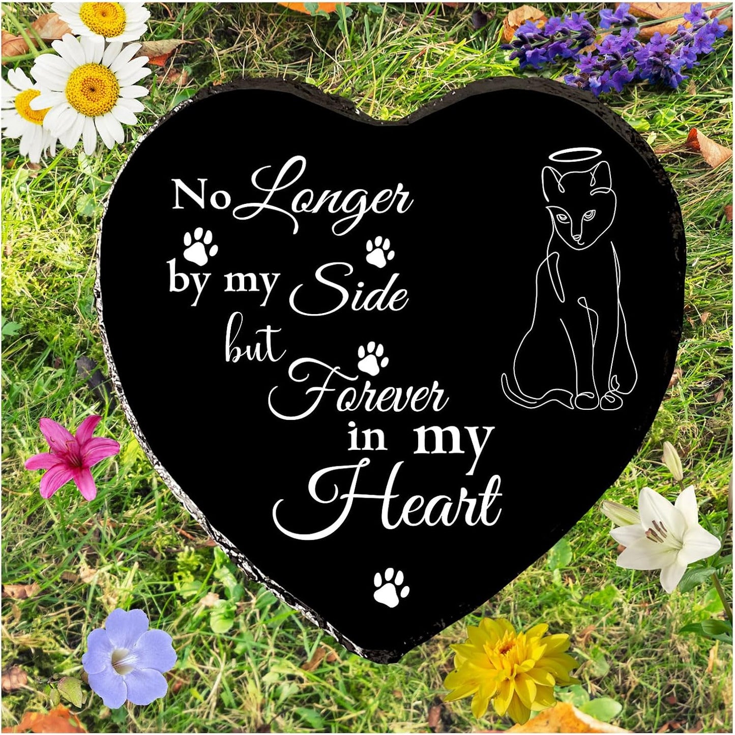 Cat Memorial Garden Stone Pet Loss Sympathy Gift, Bereavement Remembrance Plaque for Passing Away of Cat - in Memory Outdoor Funerary Grave Marker