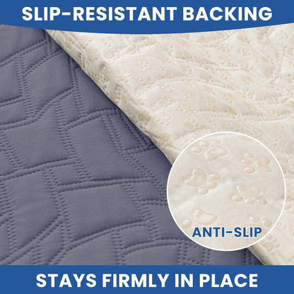 Waterproof Dog Blanket, Non-Slip Soft Pet Bed Cover, Couch Cover for Dogs Washable, Protects Sofa, Furniture, Crate, Car, Tear Resistant Leakproof Pet Blanket (68x82 Inch, Grey Blue)