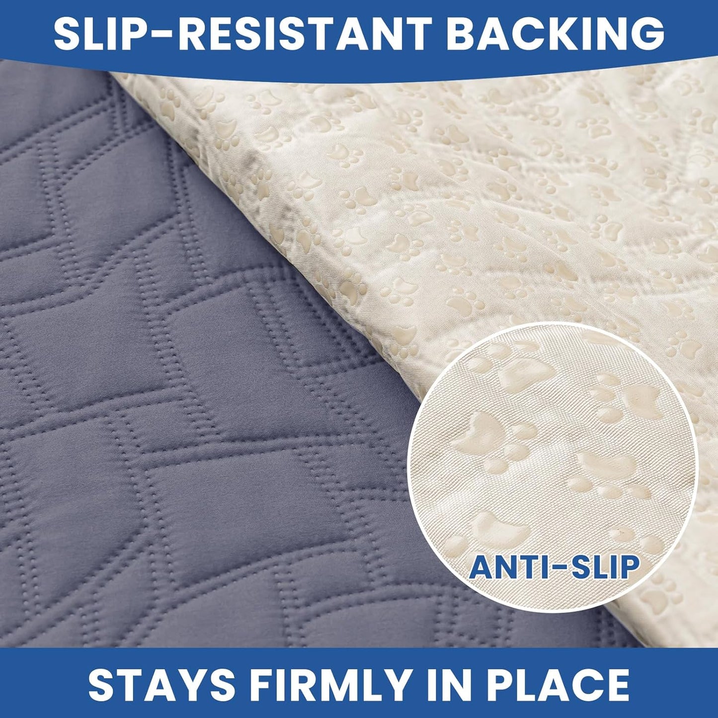 Waterproof Dog Blanket, Non-Slip Soft Pet Bed Cover, Couch Cover for Dogs Washable, Protects Sofa, Furniture, Crate, Car, Tear Resistant Leakproof Pet Blanket (68x82 Inch, Grey Blue)