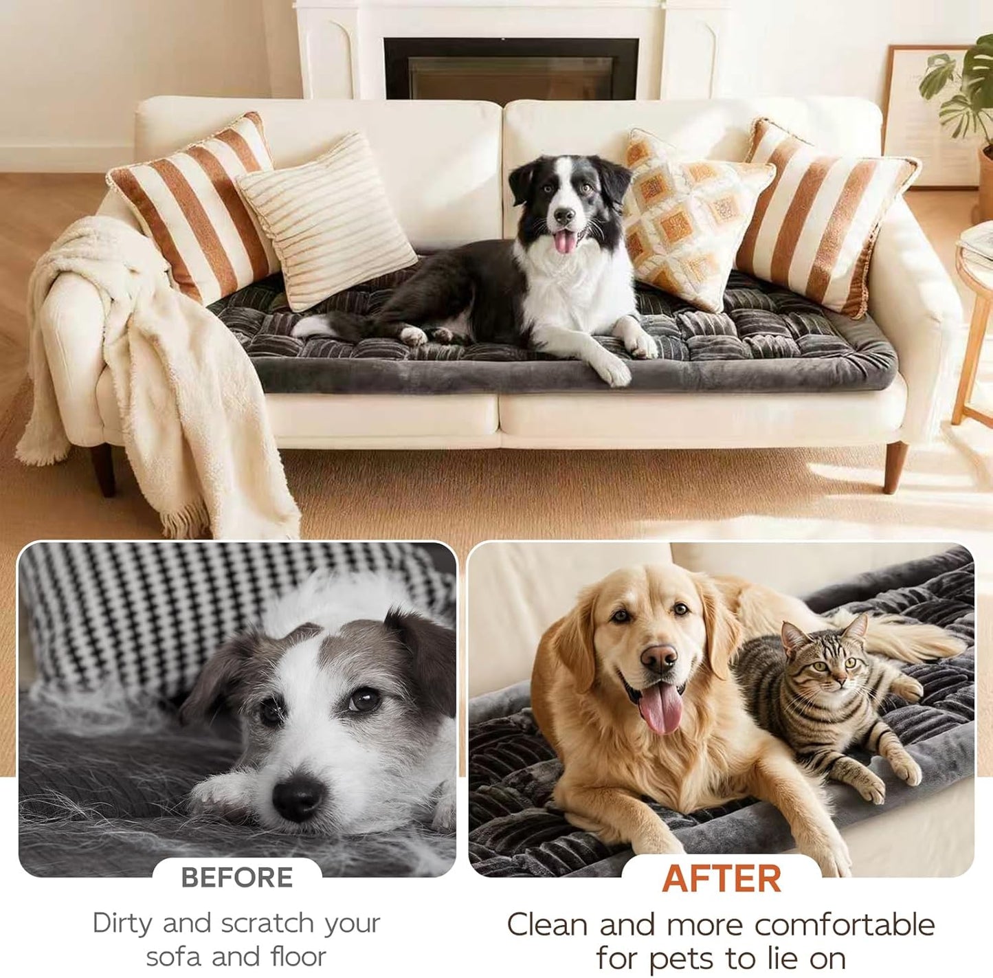 Backseat Pet Bed Mat, Dog Bed for Cars, Fit for Backseat Extenders, Car Seat Protector, Nonslip Soft Durable for Cars (Dark Gray, 24.5" x 51")