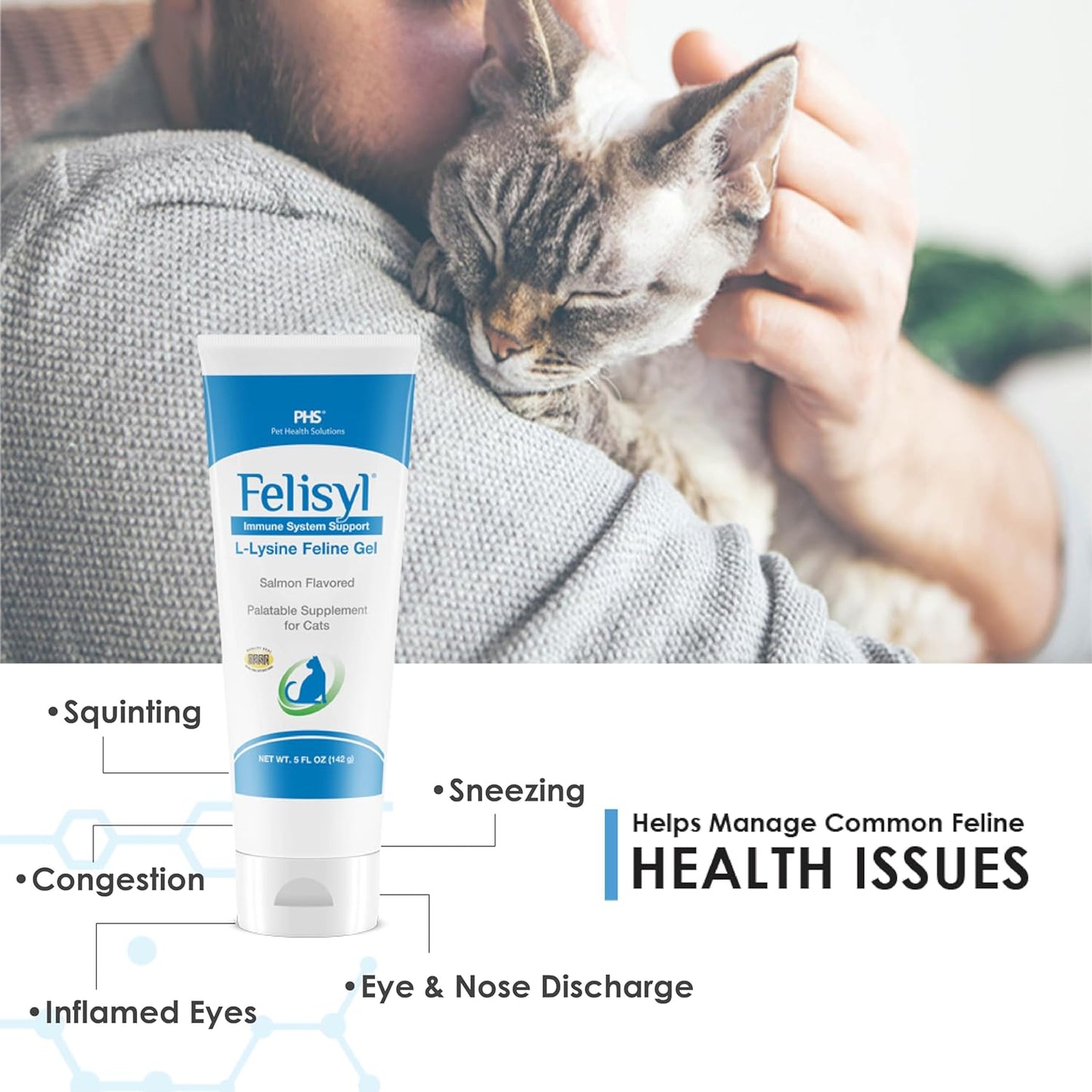 L-Lysine Gel for Cats & Kittens (5oz) – Immune System, Respiratory & Eye Health Support. Reduces Sneezing, Runny Nose & Watery Eyes. Daily Salmon-Flavor Supplement – Made in USA