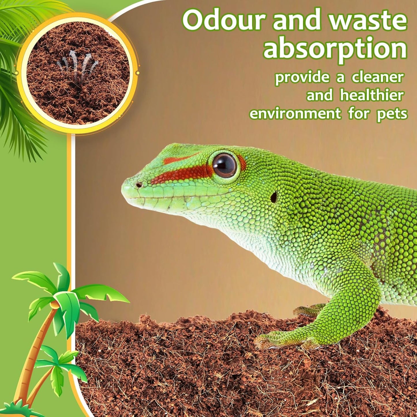 Riare 1 Pack Natural Coconut Fiber Substrate for Reptile- Premium Compressed Coconut Husk Terrarium Bedding for Reptile, Tortoise, Frogs, Snakes Hermit Crabs, Burrowing Animals