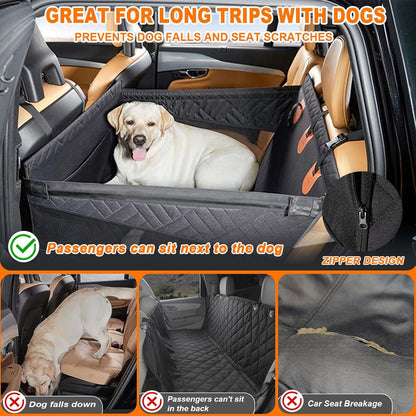 Dog Car Seat for Large Medium Dogs with Seat Belt, Waterproof Dog Car Seat, Pet Bed for Cars Hammock with Storage Pocket(Grey)