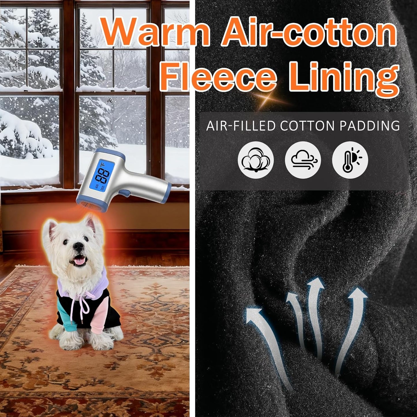 2 Pack Fleece Lined Dog Hoodie for Small Medium Large Dogs, Soft Warm Dog Sweater Jackets Winter Fall Pet Hooded Clothes Custume Dogs Sweatshirt with Leash Hole and Pocket, Black and Navy Blue, SM