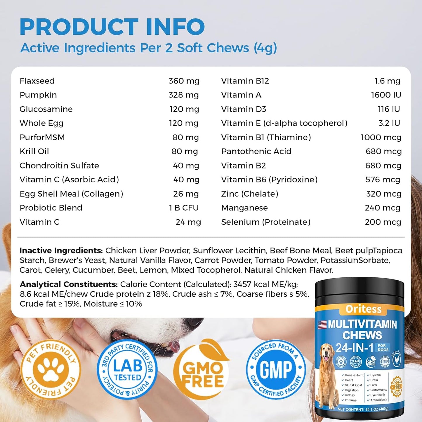 Flea and Tick Prevention for Dogs Dog Vitamins and Supplements 200 Chews