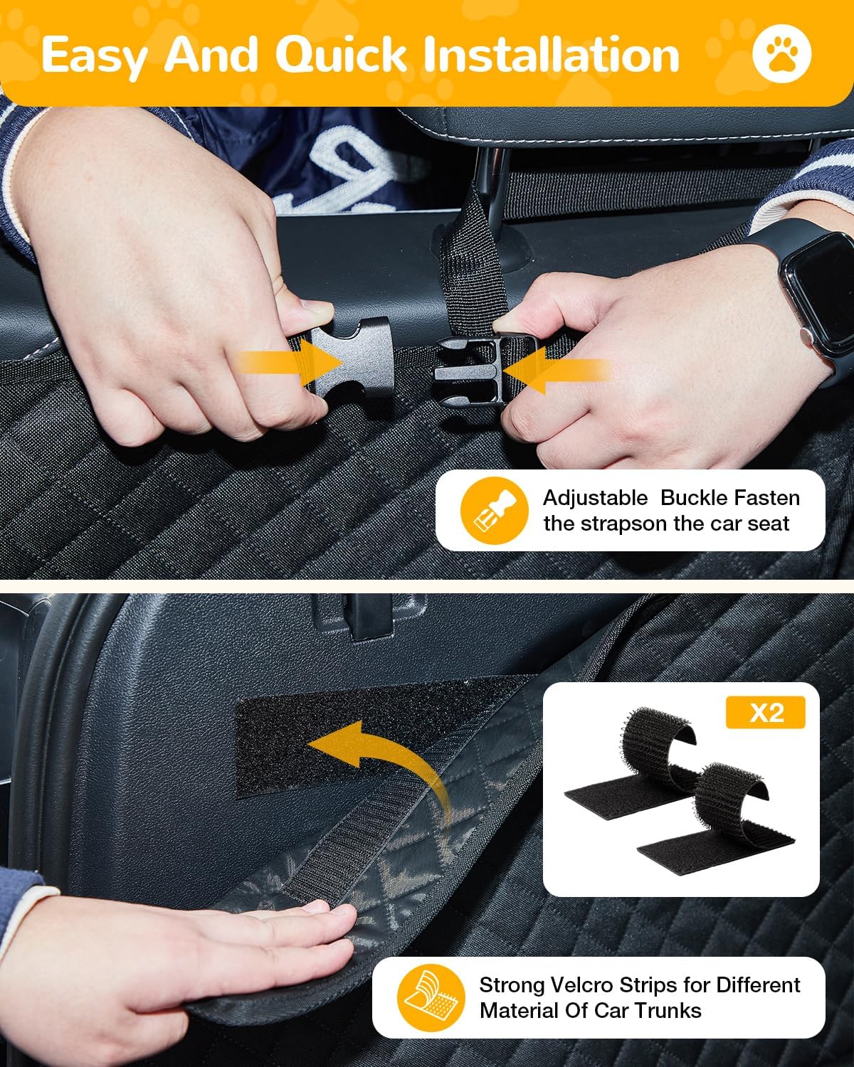 Lekereise SUV Cargo Liner for Dogs - 53.15 * 78.74 inch Waterproof Pet Trunk Cargo Cover Mat for SUVs Sedans Non-Slip Pet Car Seat Protector Universal Fit SUVs Sedans Trunks Vans - Black