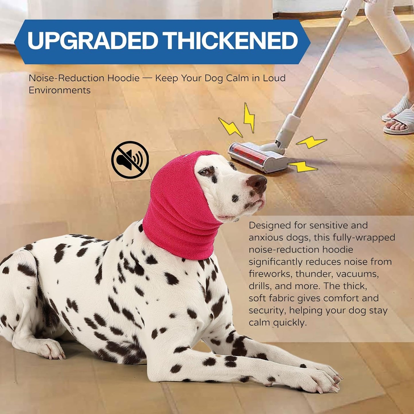 Dog & Cat Calming Hoodie – Soft Double-Layer Ear and Neck Cover for Anxiety Relief & Noise Protection, Elastic Pet Head Wrap for Grooming, Bath, Drying & Fireworks