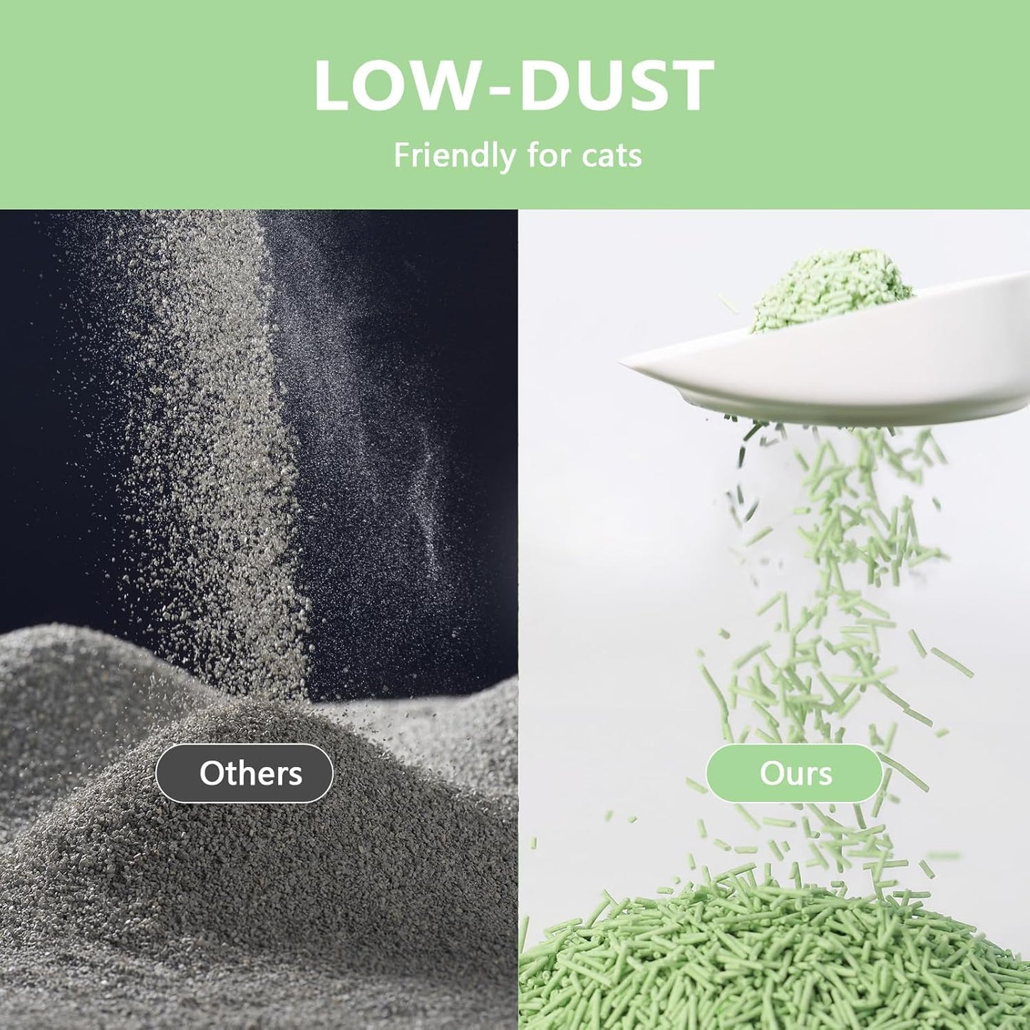 Tofu Cat Litter - Strong Clumping, Ultra Absorbent, Odor Control, Flushable, Low Tracking, Low Dust Tofu Litter Pellets 2 Packs/12LB (Green Tea)