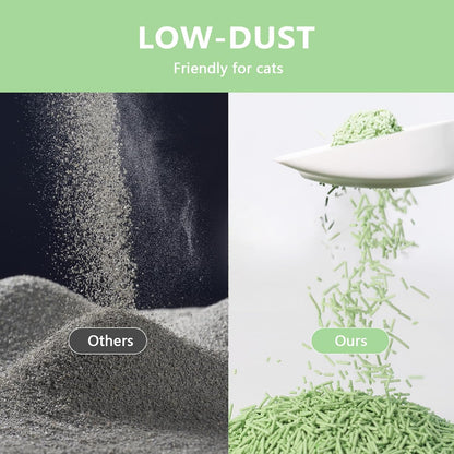 Tofu Cat Litter - Strong Clumping, Ultra Absorbent, Odor Control, Flushable, Low Tracking, Low Dust Tofu Litter Pellets 2 Packs/12LB (Green Tea)