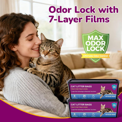 Cat Litter Refill Bags Compatible with Litter Genie Easy Roll Pail | Long-lasting Easy Roll Refill Bags 50 Count (2 Pack) | Odor Control & Plant Scented