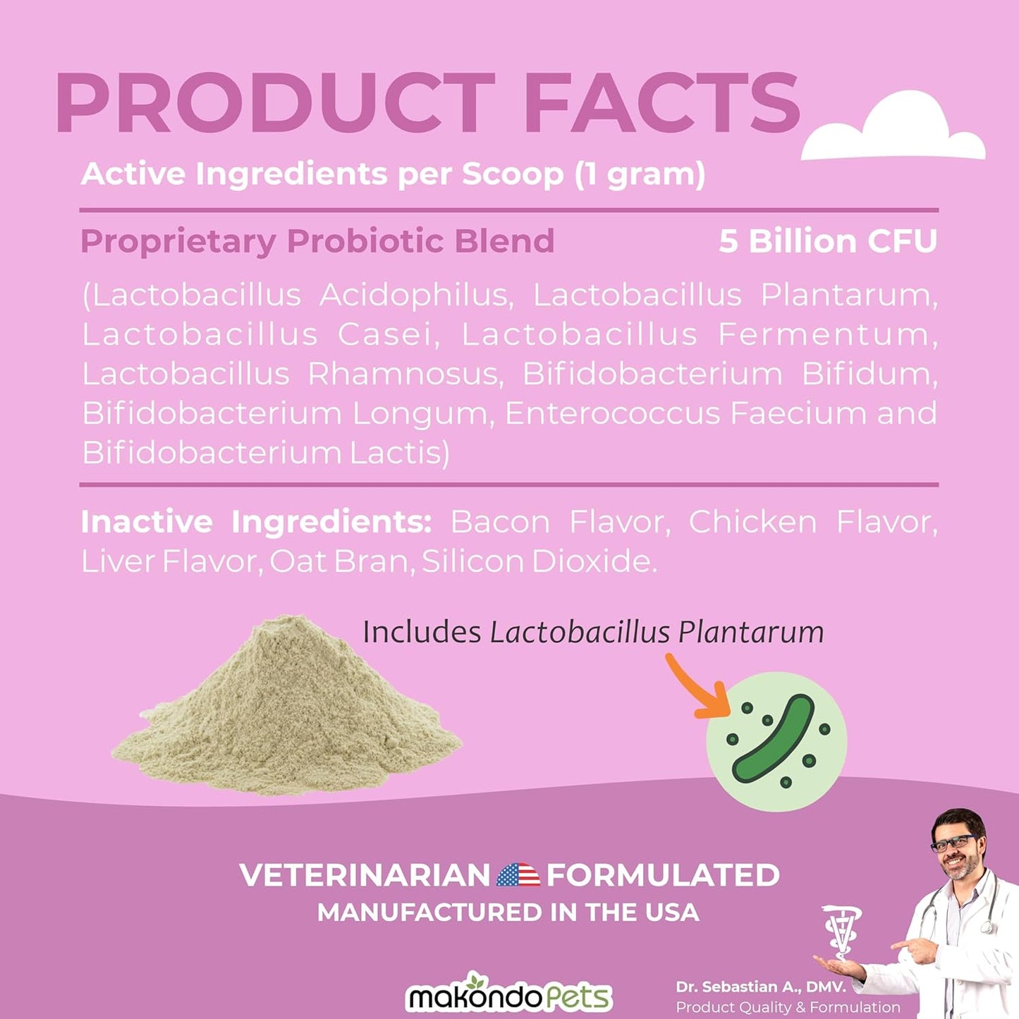Probiotics for Dogs & Puppies–Extra Strength 9 Species, 5 Billion CFU per Scoop of Dog Probiotics and Digestive Enzymes. Support Fiber for Dogs & Dog Allergy Relief– Powder Probiotic for Canines