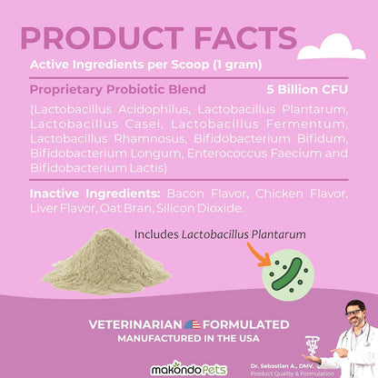 Probiotics for Dogs & Puppies–Extra Strength 9 Species, 5 Billion CFU per Scoop of Dog Probiotics and Digestive Enzymes. Support Fiber for Dogs & Dog Allergy Relief– Powder Probiotic for Canines