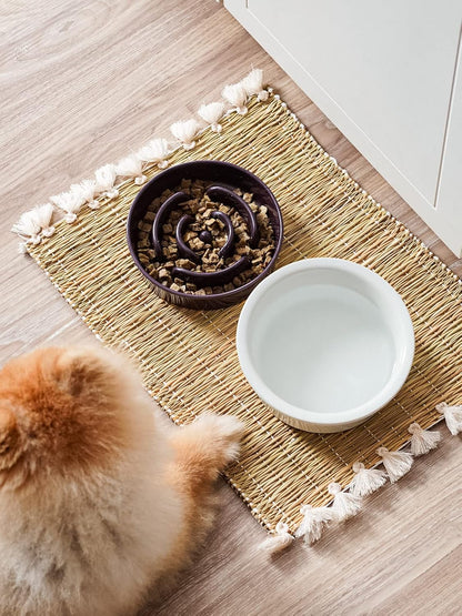 LE TAUCI Ceramic Slow Feeder Dog Bowls Small Breed, 0.6 Cups Dog Food Dish for Fast Eaters, Puzzle Bowl for Small Dogs and Cats,Purple