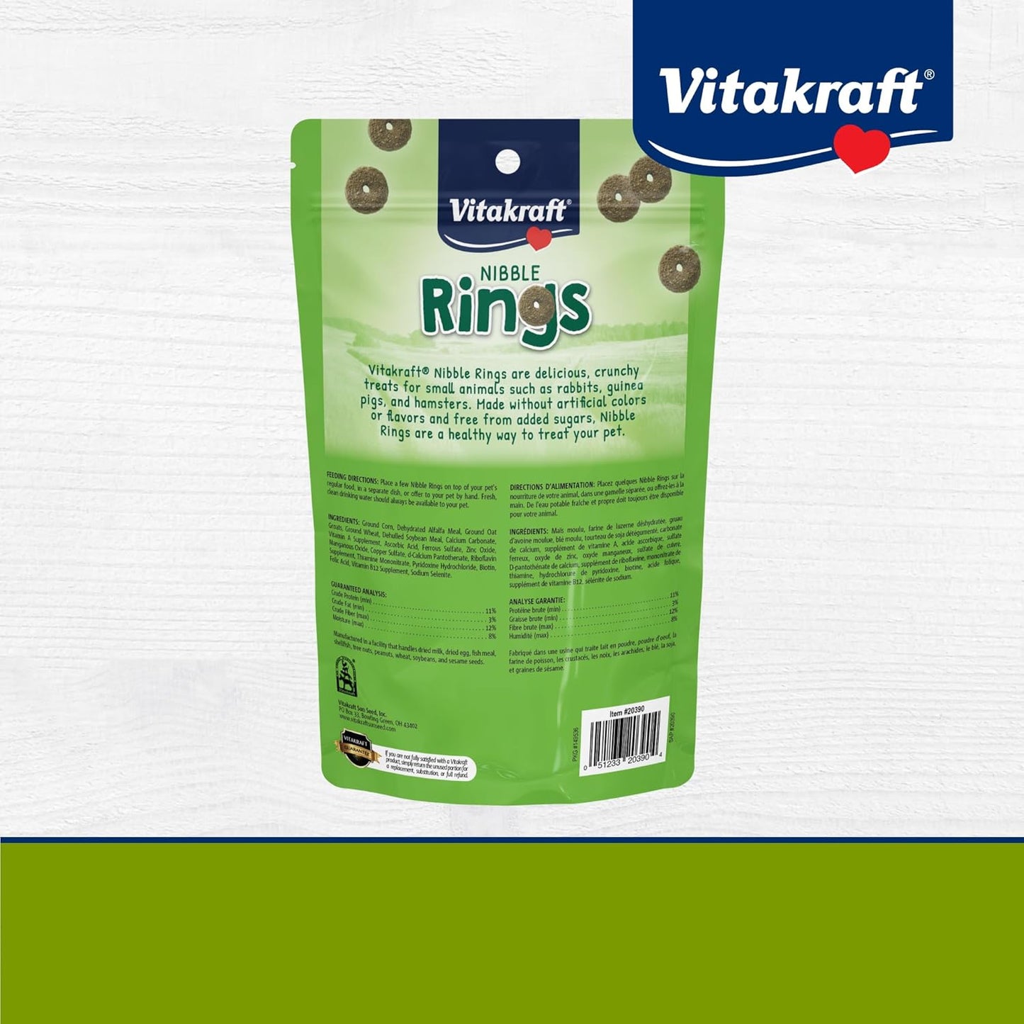 Vitakraft Nibble Rings Small Animal Treats - Crunchy Alfalfa Snack - For Rabbits, Guinea Pigs, Hamsters, and More